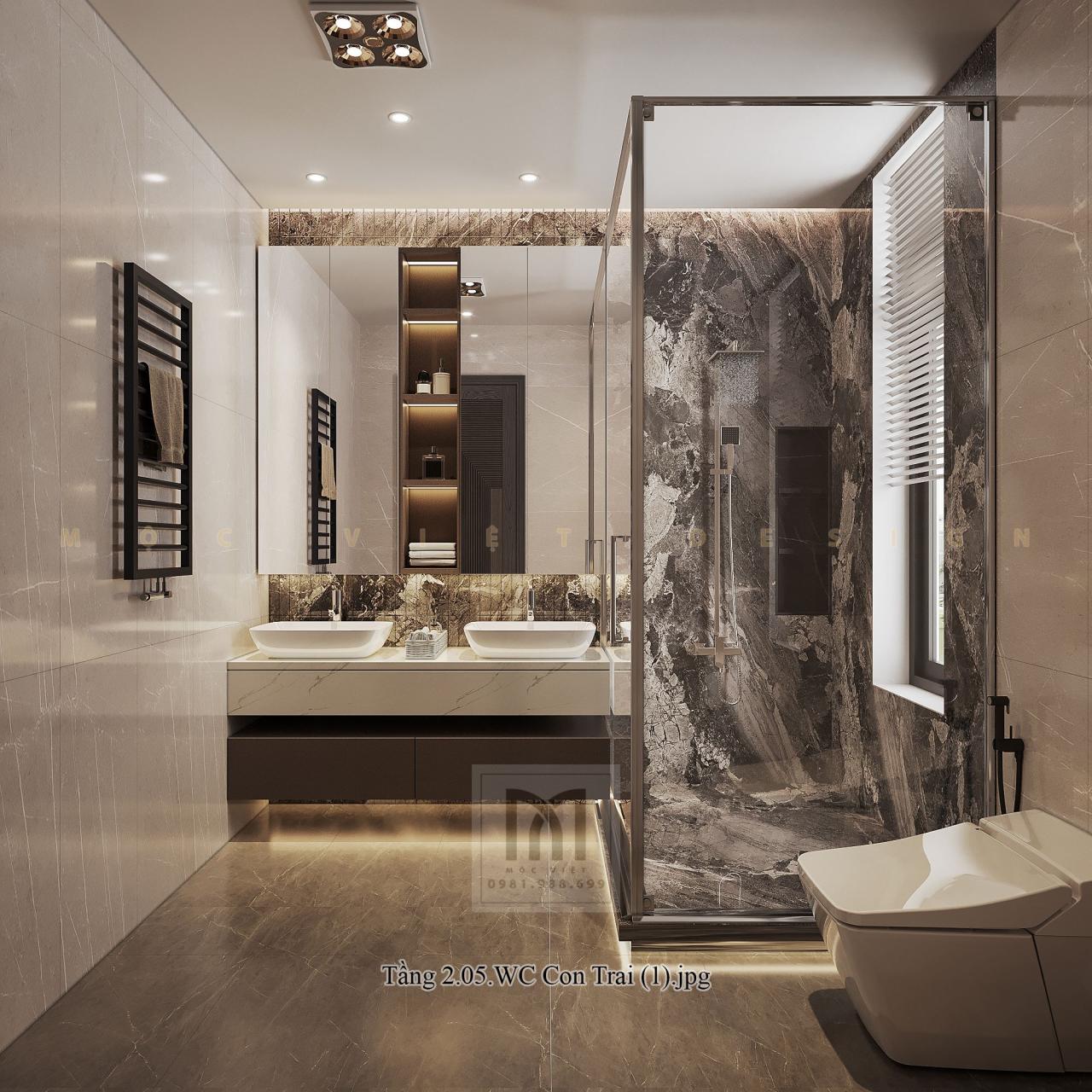 Mẫu phòng tắm đẹp biệt thự Vinhomes Ocean Park 3