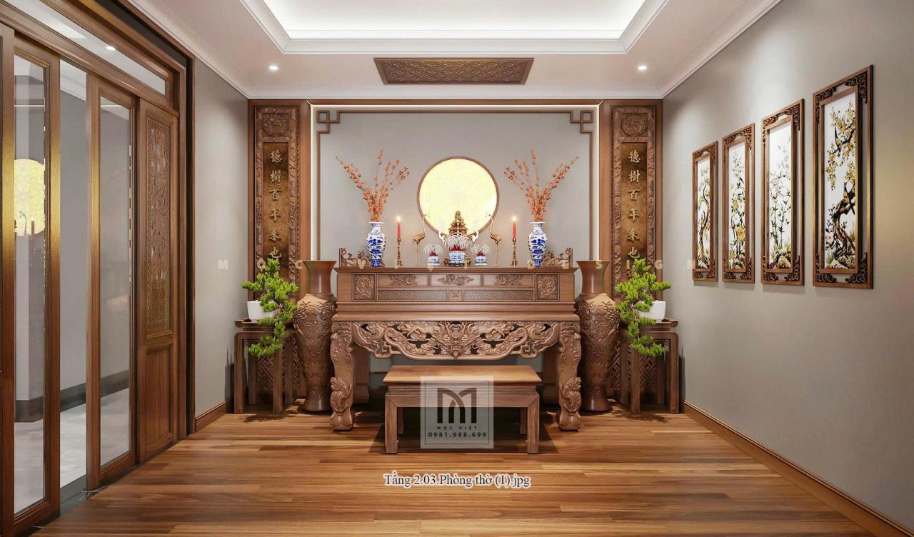Mẫu phòng thờ đẹp biệt thự Vinhomes Ocean Park 3 t