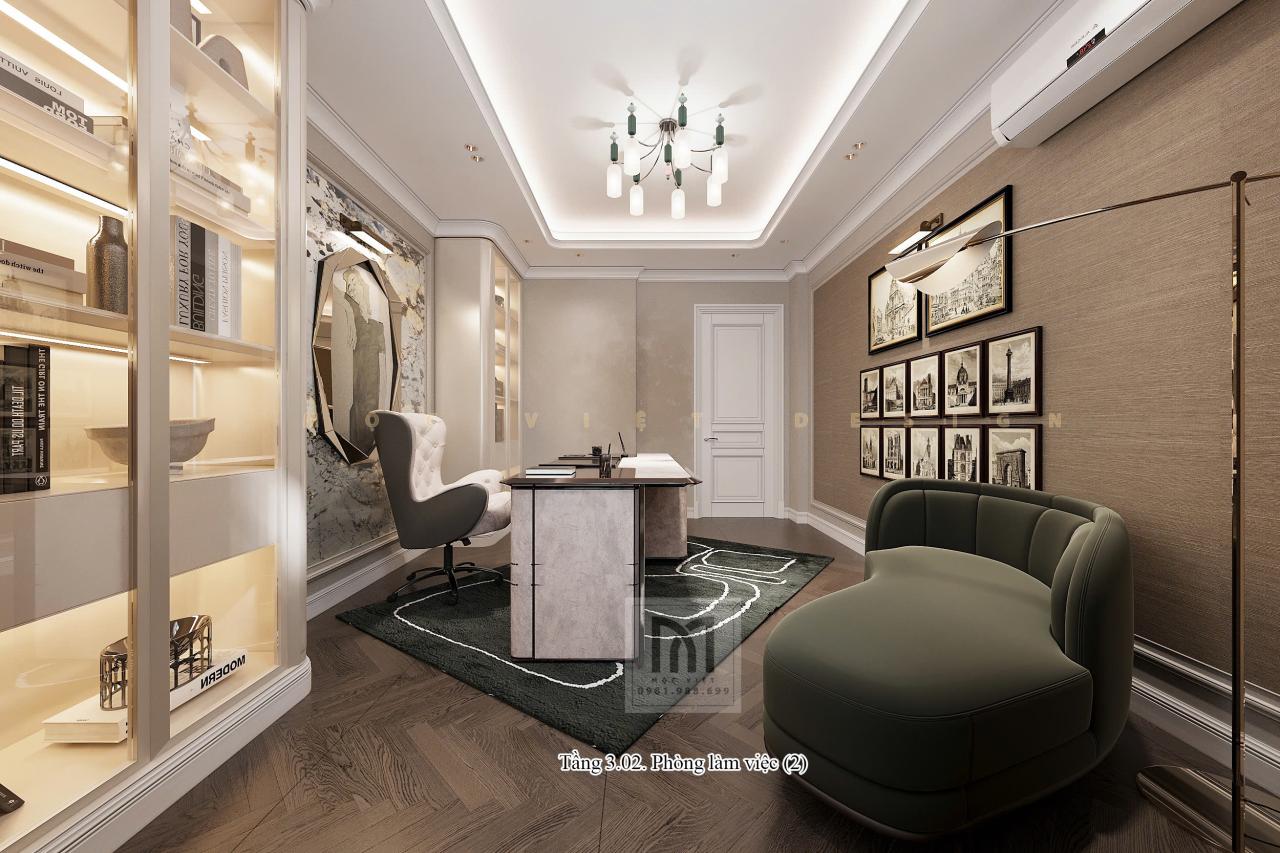 Nội thất phòng làm việc biệt thự Monaco Hải Phòng