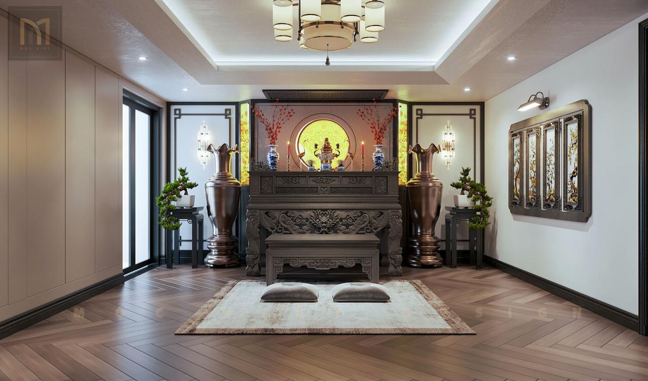 Nội thất phòng thờ biệt thự Monaco Hải Phòng