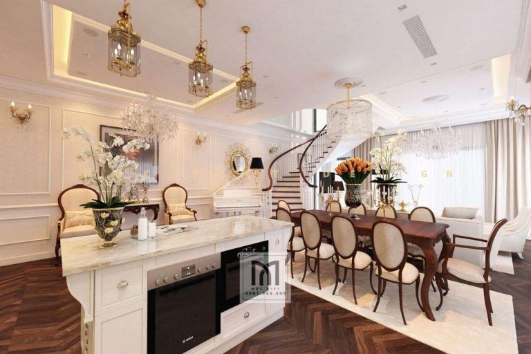 Thiết kế nội thất phòng ăn phong cách tân cổ điển