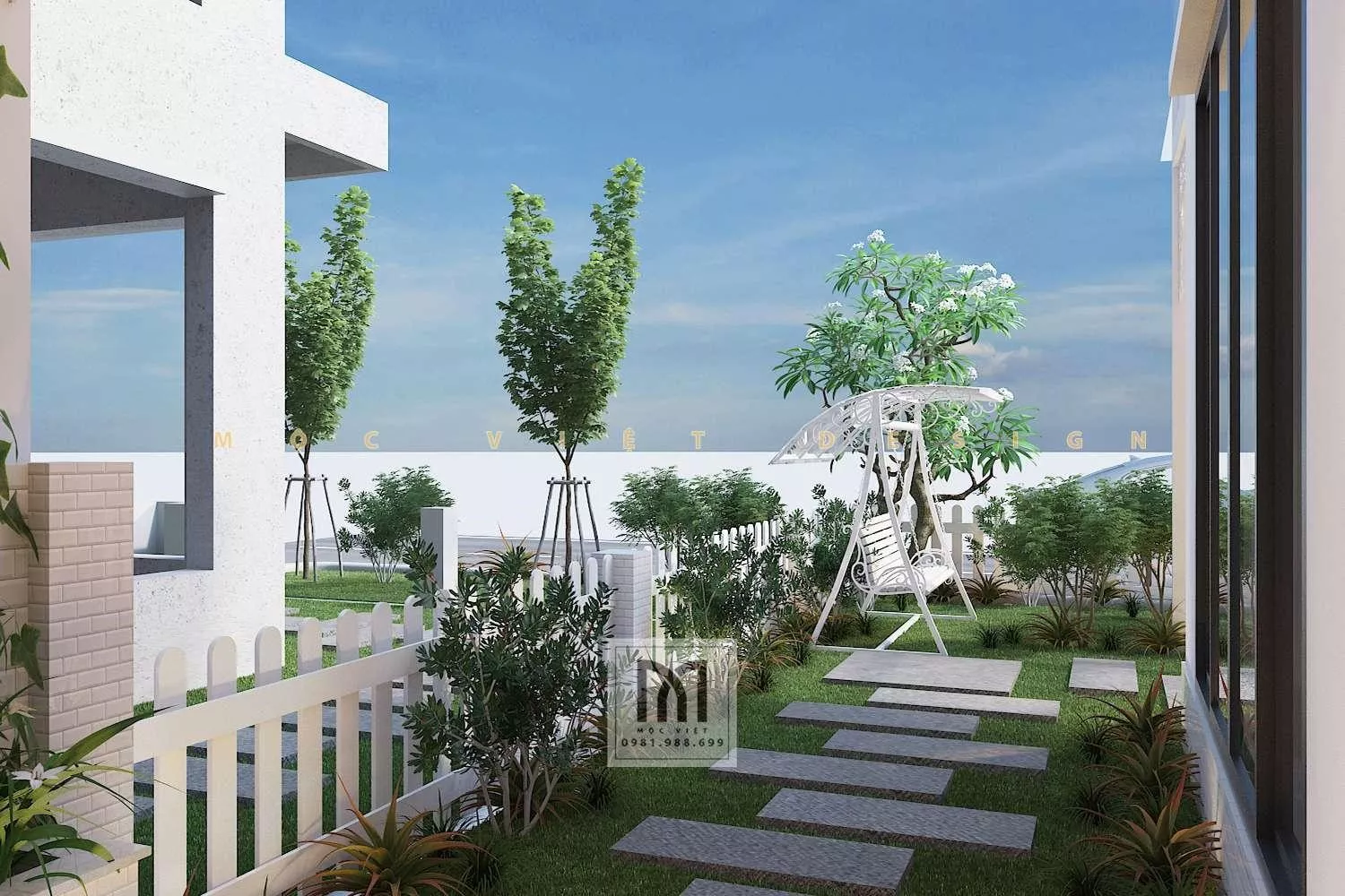 thiết kế nhà có sân vườn ở giữa