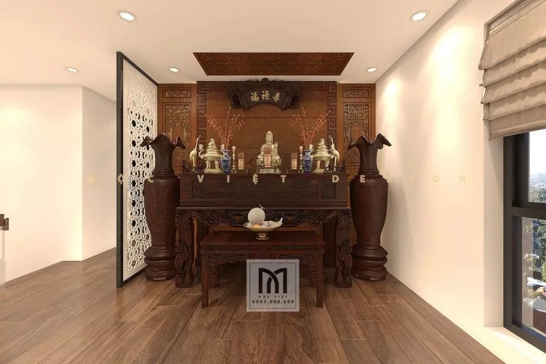 thiết kế phòng thờ hiện đại