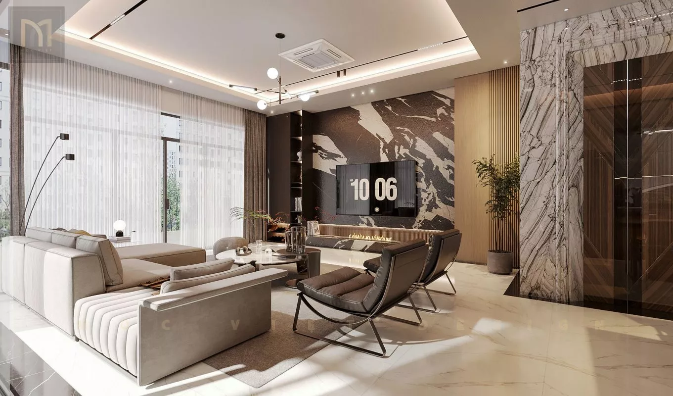Thiết kế nội thất căn Phố Biển 0909 Khu đô thị Vinhomes Ocean Park3-Hưng Yên – MV.NT.BT 2401