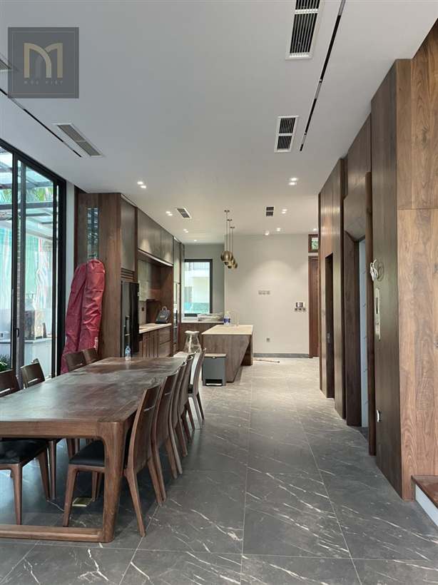 Tủ bếp & phòng ăn gỗ óc chó - mẫu 11