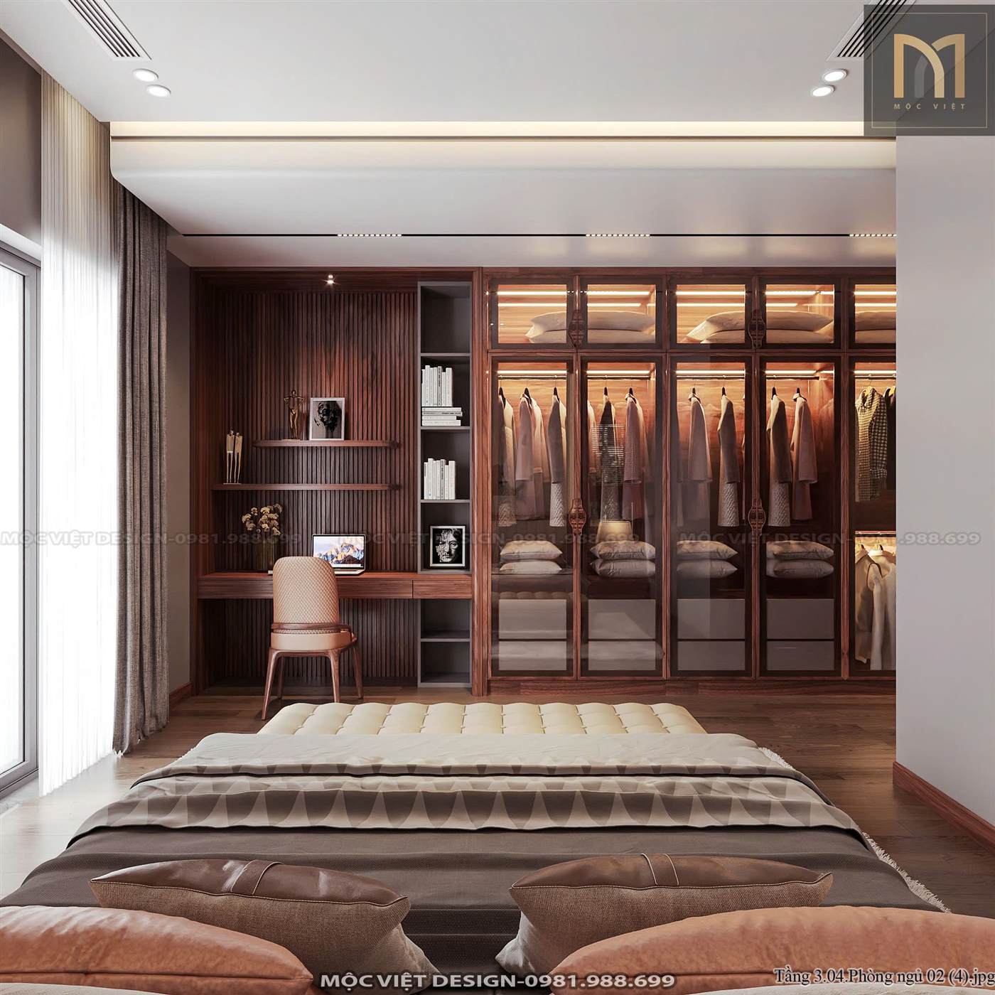 Không gian nội thất gỗ óc chó cao cấp do Mộc Việt thiết kế