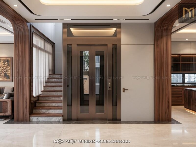 Nội thất nhà phố gỗ óc chó sang trọng, tối ưu công năng 6 noi that nha pho go oc cho