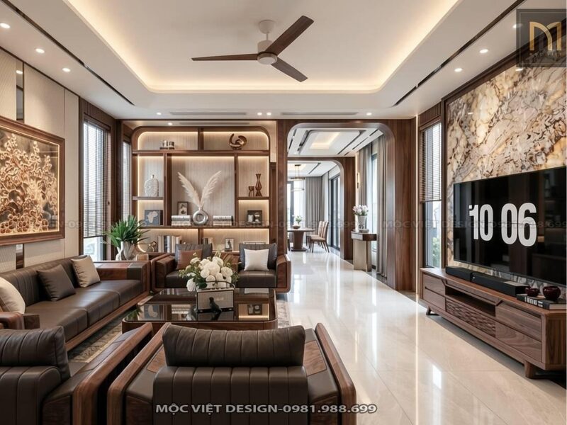 Nội thất chung cư gỗ óc chó: Sang trọng, tối ưu công năng 2 noi that phong bep an go oc cho 3 2