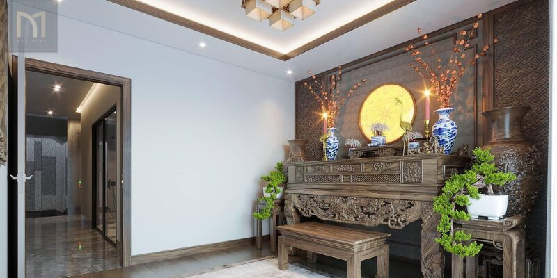 Nội thất phòng thờ gỗ óc chó: Thiết kế riêng cho không gian thờ trang nghiêm 2 thiet ke phong lam viec go oc cho 1 1