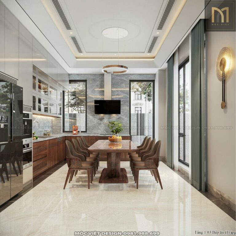 mẫu nội thất penthouse gỗ óc chó