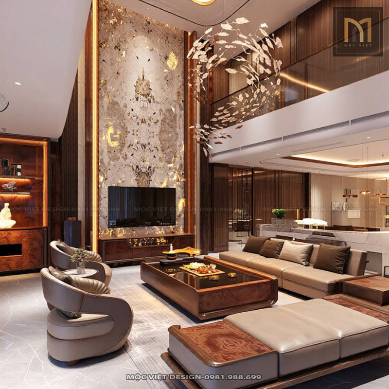Mẫu nội thất penthouse gỗ óc