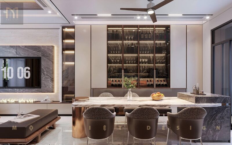 phòng khách biệt thự thông tầng luxury