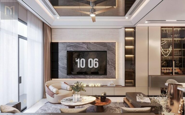 phòng khách biệt thự thông tầng luxury