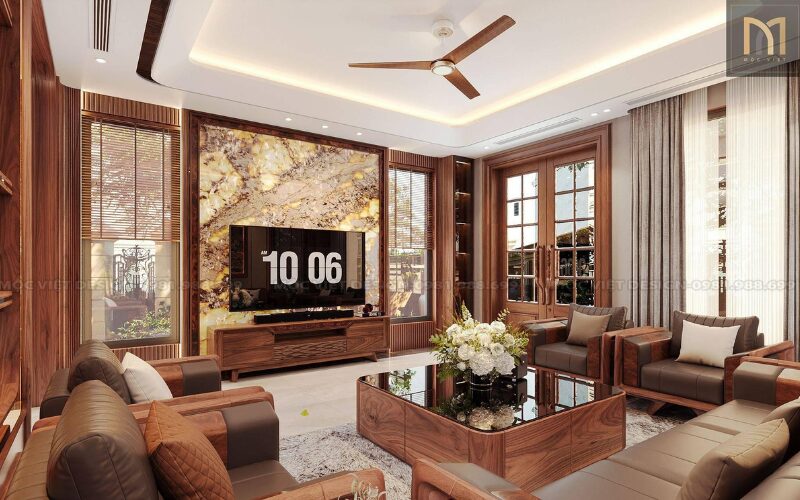 phòng khách biệt thự thông tầng luxury