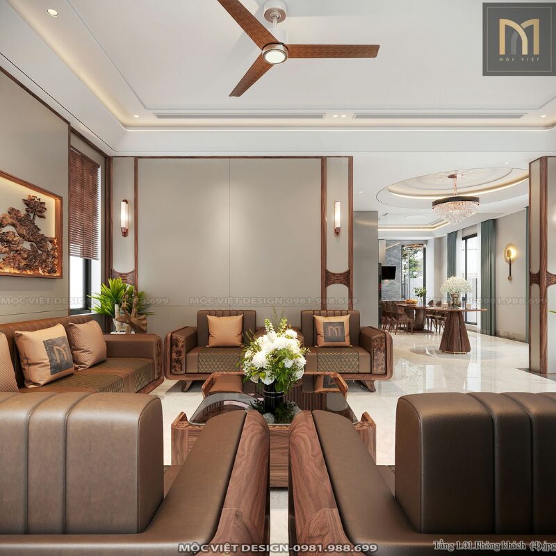 Phòng khách penthouse luxury: Thiết kế sang trọng từ không gian đến vật liệu 4 phong khach penthouse luxury 3