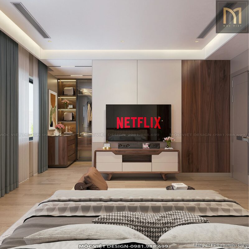 Thi công nội thất duplex gỗ óc chó sang trọng, đồng bộ hai tầng 5 thi công nội thất duplex gỗ óc chó