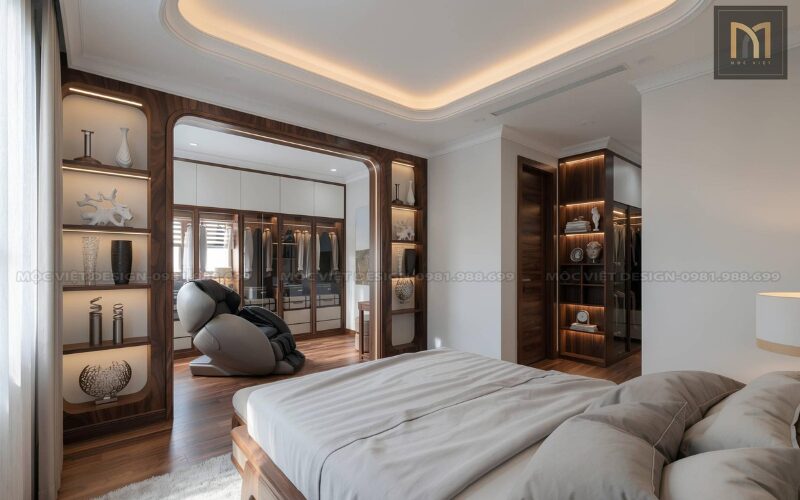 thi công nội thất penthouse gỗ óc chó