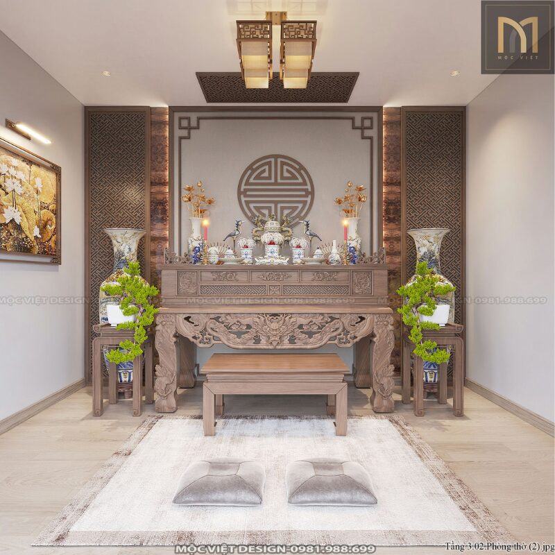 thiết kế nội thất duplex gỗ óc chó