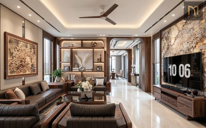 Thiết kế nội thất penthouse gỗ óc chó sang trọng, độc bản 4 thiết kế nội thất penthouse gỗ óc chó