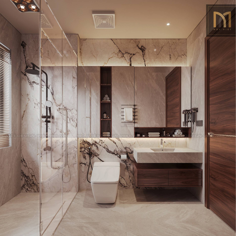 Thiết kế nội thất penthouse gỗ óc chó