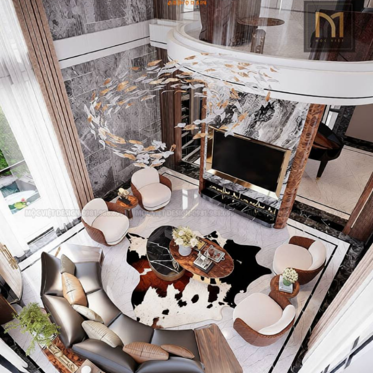 Thiết kế nội thất penthouse gỗ óc chó
