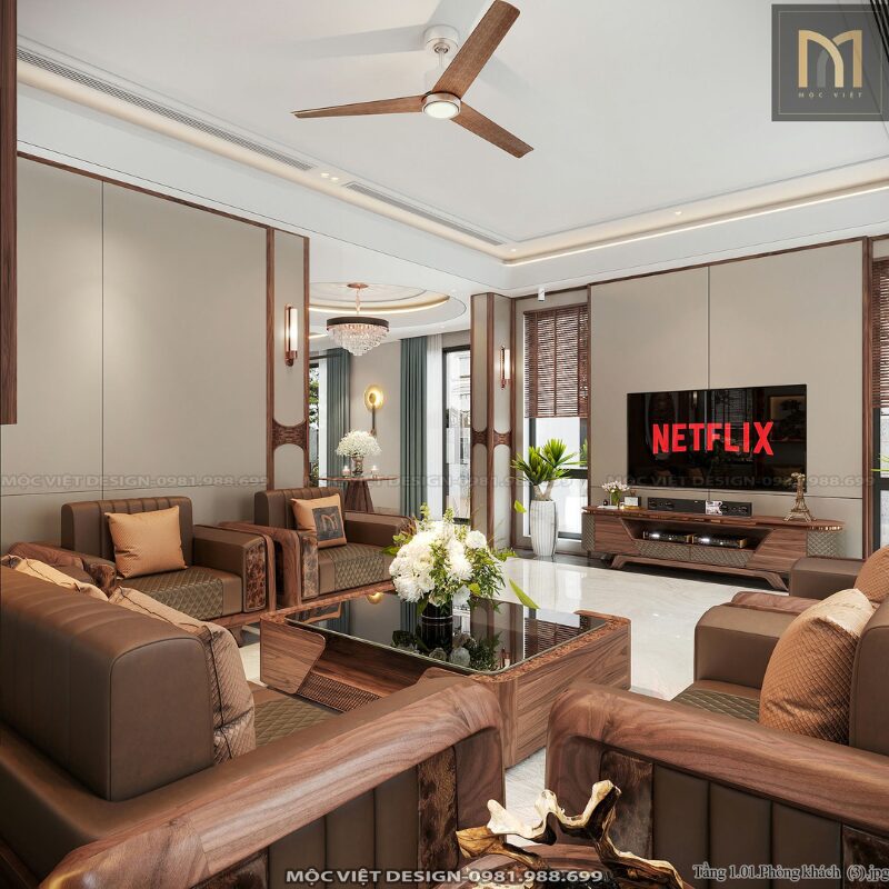 Thiết kế nội thất penthouse gỗ óc chó sang trọng, độc bản 1 thiết kế nội thất penthouse gỗ óc chó